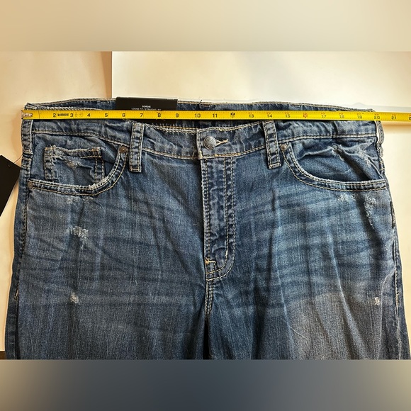 Silver Jeans Co Gordie Men's 38x32 Loose Fit Straight Leg Blue Wash Distressed - Picture 7 of 13